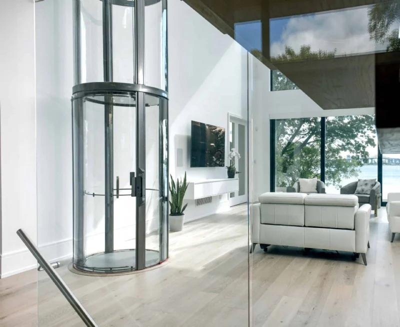 Savaria-vuelift-mini-glass-elevator-at-main-floor-level-of-home